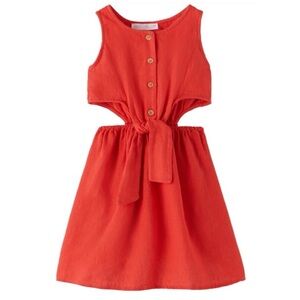Zara Cut Out Linen Dress with Knot